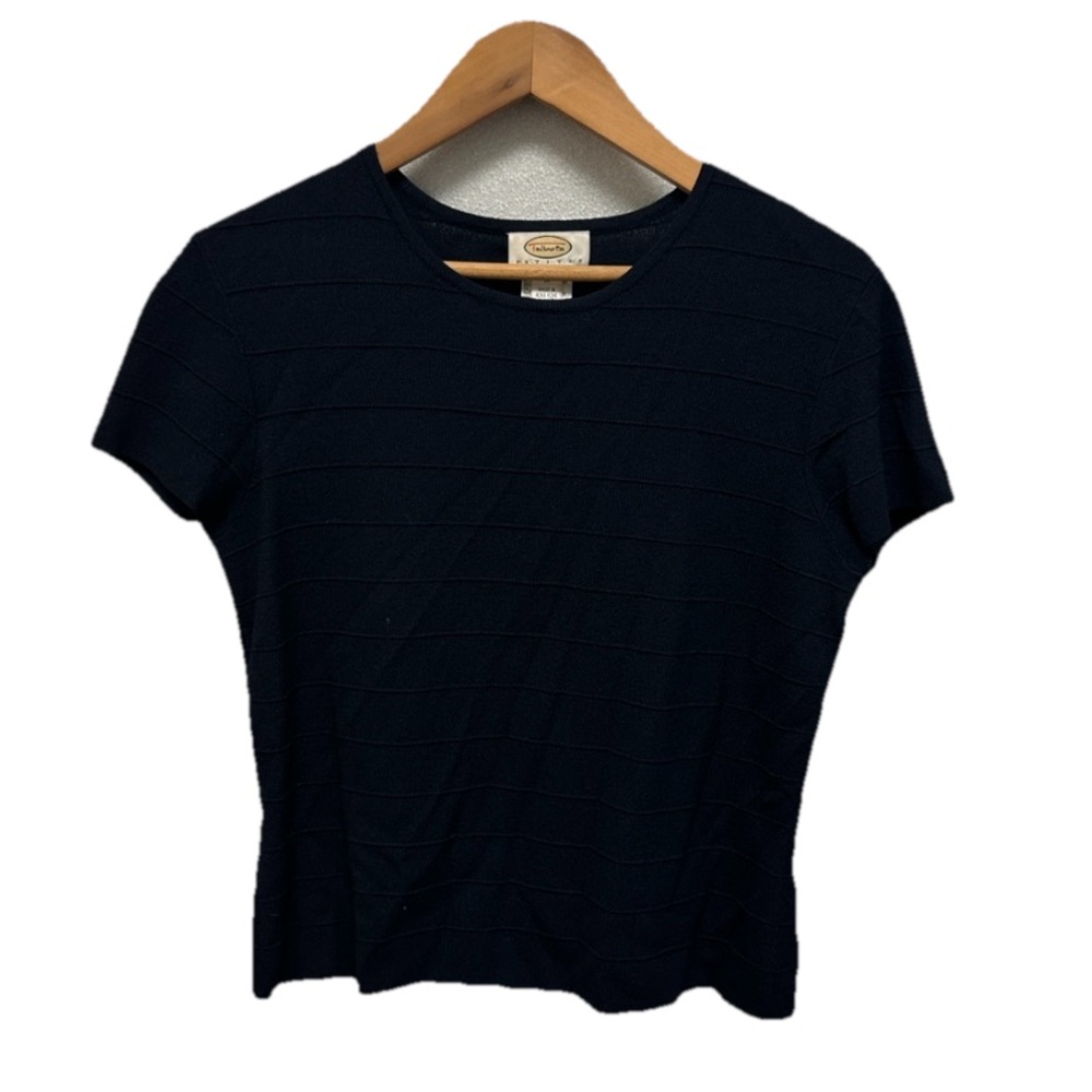 Talbots Petite Women’s Sweater Blouse Sz Medium NAVY Coastal Nautical Preppy Top - Picture 2 of 9